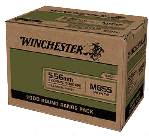 Winchester USA Rifle Ammunition WM8551000, 5.56mm NATO, Steel Core Penetrator, 62 gr, 1000 Rd/Bx