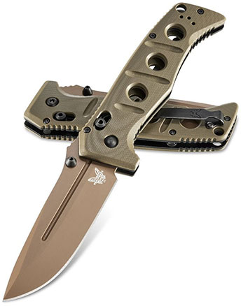 Benchmade Adamas Folding Knife w/FDE Plain-Edge CPM-CruWear Drop Point Blade (275FE-2)
