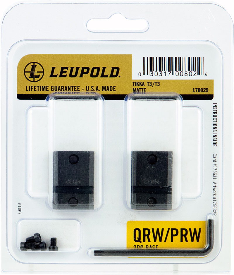 Leupold 170029 QRW Base Set Tikka T3/T3x Quick Release Matte Black