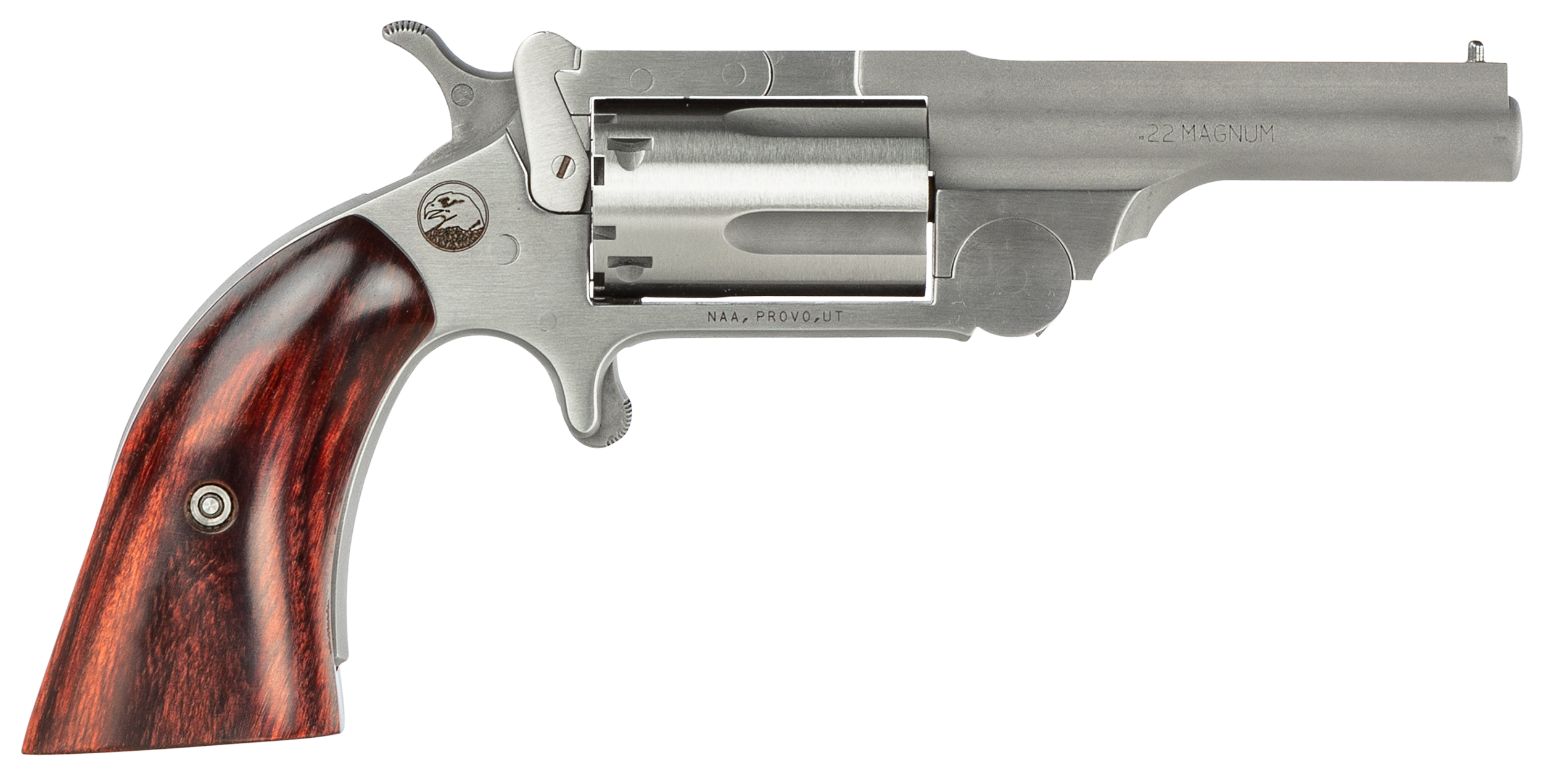 North American Ranger II Revolver 22MR250, 22 Mag, 2.50", Wood Boot Grip, Stainless Finish, 5 Rd