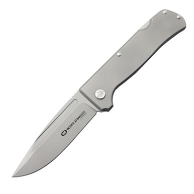 WithArmour Stone's Lockback Folding Knife - 4.0" Stonewashed D2 Blade, Matte Titanium Handles