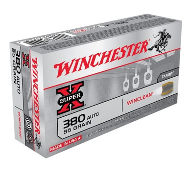 Winchester 380 Auto Ammunition Super-X WinClean WC3801 95 Grain Soft Point 50 Rounds