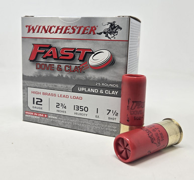 Winchester 12 Gauge Ammunition Fast Dove & Clay WFD127CASE 2-3/4" #7.5 Shot 1oz 1350fps CASE 250 Rounds