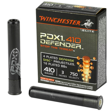 Winchester PDX1 410 Defender Supreme Elite 410 Gauge - 3" Buckshot, 3 Defense Discs, 12 BB Pellets, 10 Round Box