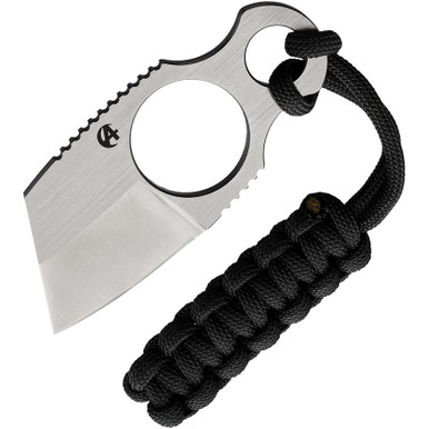 B'yondEDC Micro-Santoku Fixed Blade Knife - 1.6" S35VN Stainless Steel Blade, Black Kydex Sheath, Includes Steel Chain and Paracord Grip Lanyard