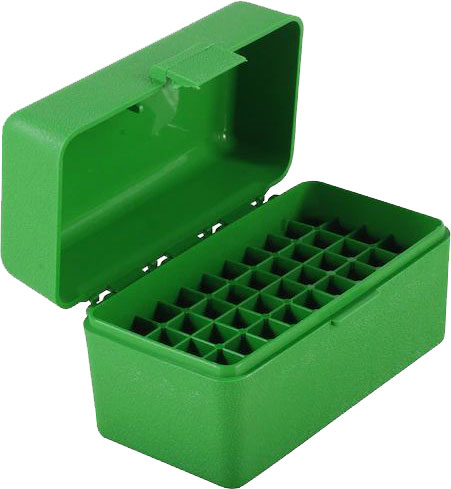MTM RS5010 50 Round Small Rifle Ammo Box, Fits 17 Rem/204 Ruger/223 Rem, Green