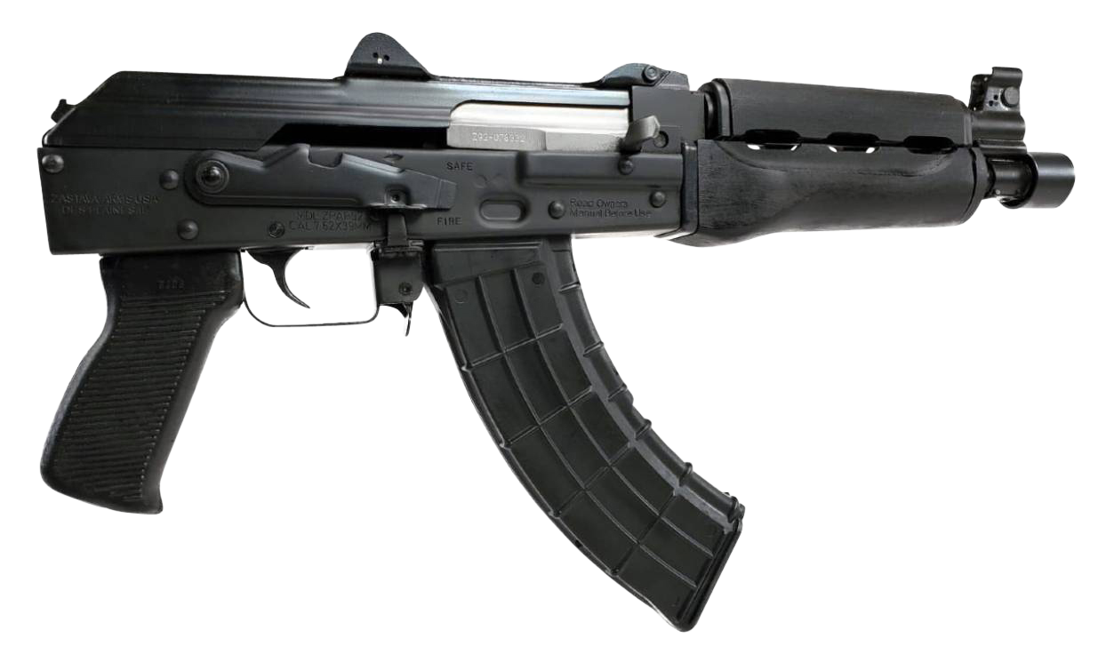 Zastava Arms ZPAP 92 Semi-Auto Pistol ZAZP92762M, 7.62x39mm, 10 in, Synthetic Grips, Black Finish, 30 Rd
