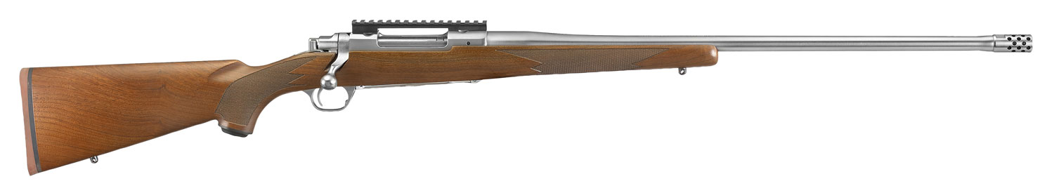 Ruger Hawkeye Hunter Bolt Action Rifle 57109, 300 Win Mag, 24", Walnut Stock, Satin Stainless Finish, 3 Rds