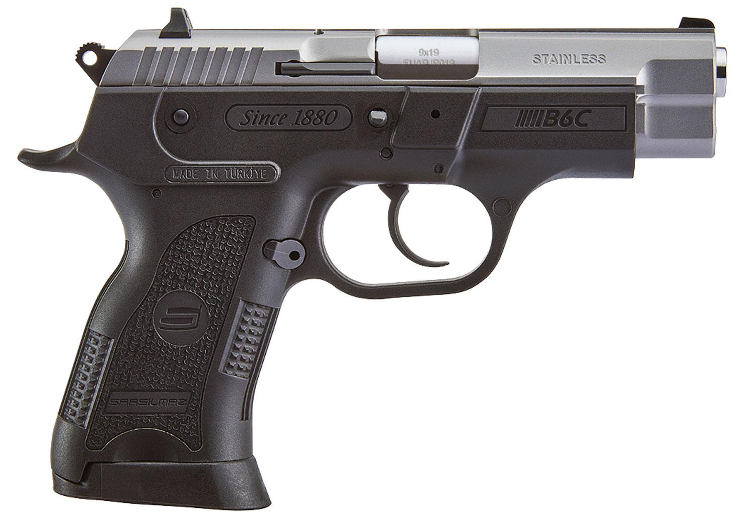SAR B6C Compact SA/DA Pistol B6C9ST, 9mm Luger, 3.80", Stainless Steel Slide, Black Finish, 13 Rds