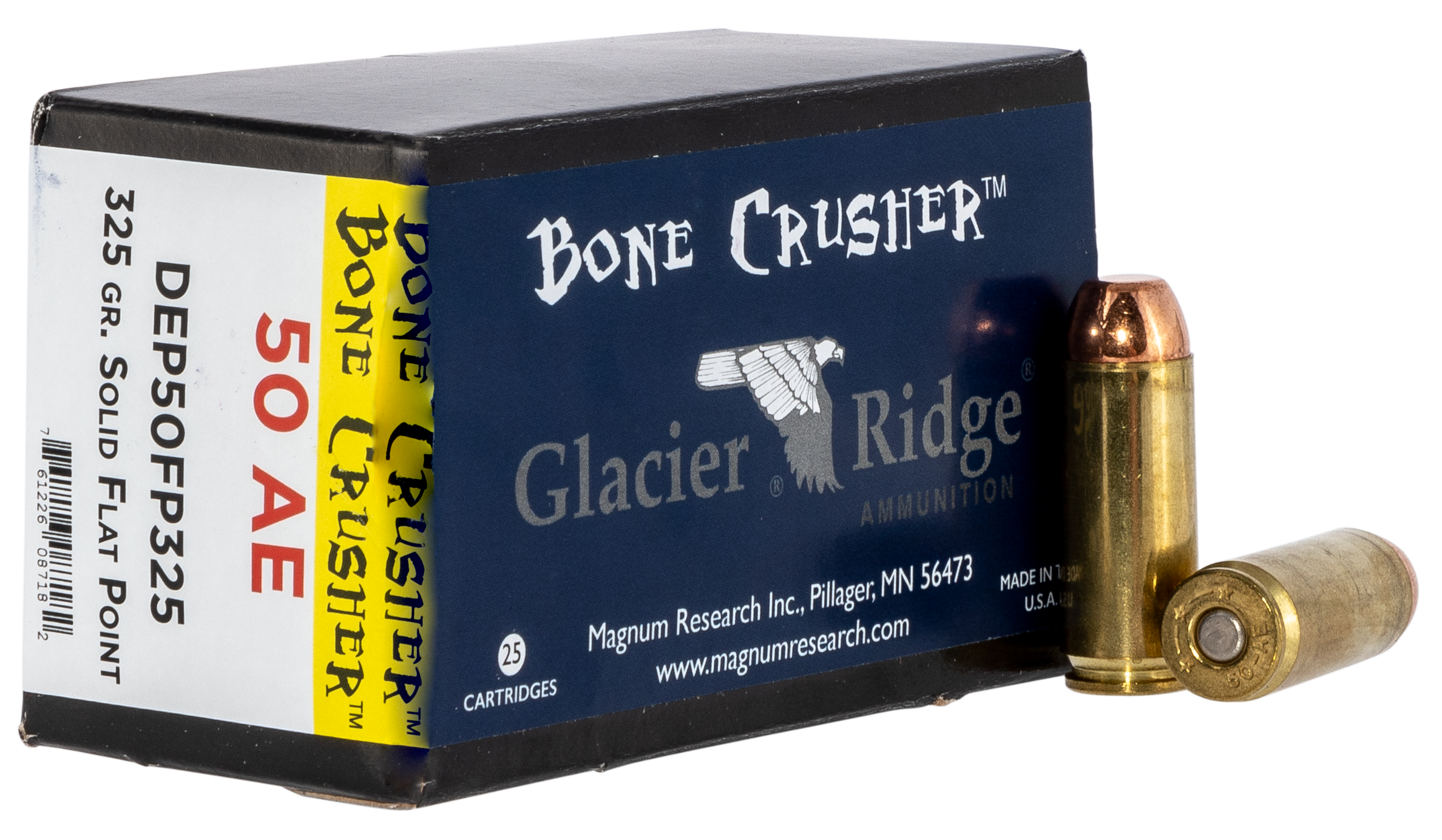 Magnum Research BoneCrusher Ammunition DEP50FP325, 50 AE, Flat Point (FP), 325 gr, 25 Rd/Bx