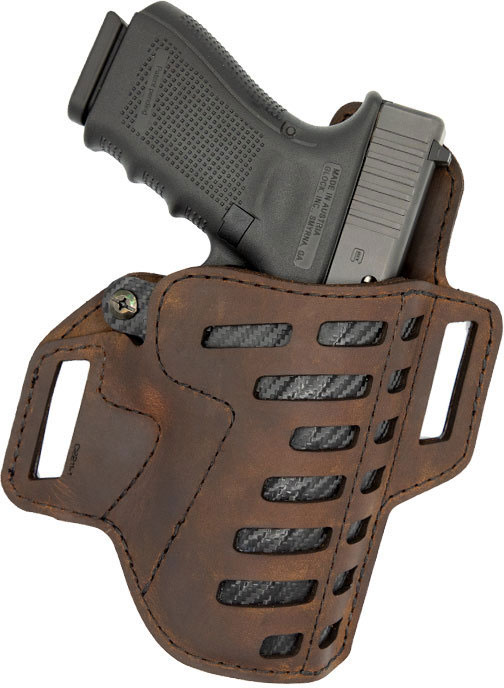Versacarry Compound OWB Right Hand Holster, Size 1, Length 2, Brown Leather/Kydex Hybrid (C2211-2)