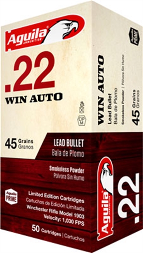 AGUILA .22 WINCHESTER AUTO 45GR. LRN ELEY PRIMED 50-PACK 640420001173