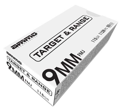 AMMO INC TARGET & RANGE AMO 9MM 115GR FMJ 50RD (2 818778024292