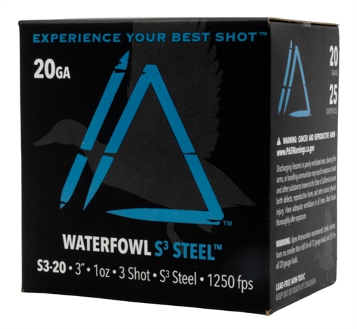 APEX AMMUNITION 20 GA 3" WATERFOWL S3 STEEL1 OZ. #3 25RD S320-3