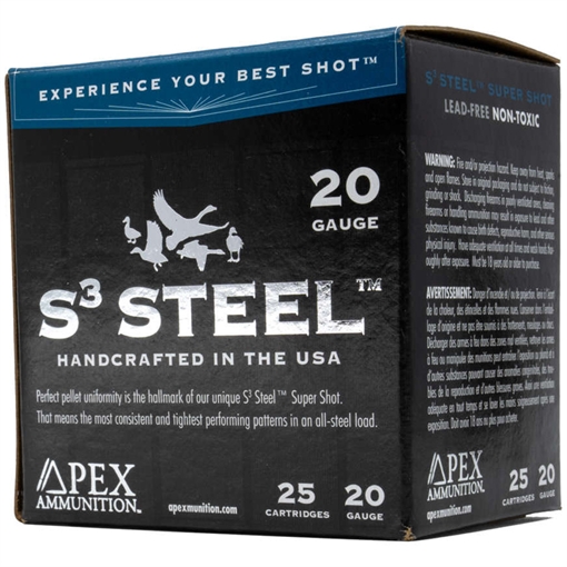 Apex Ammunition Apex Waterfowl S3 Steel Shotgun Ammo 20 ga. 3 in. 1oz #4 25 rd S320-4?