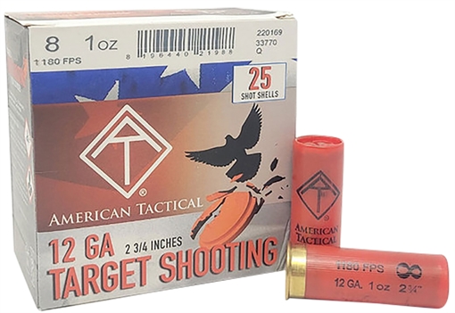 ATI TARGET LOAD AMO 12GA #8 1 OZ 2.75 DRAM 2 3/4" 25RD/BOX (10 BOXES PER CASE) ATIACL12T8