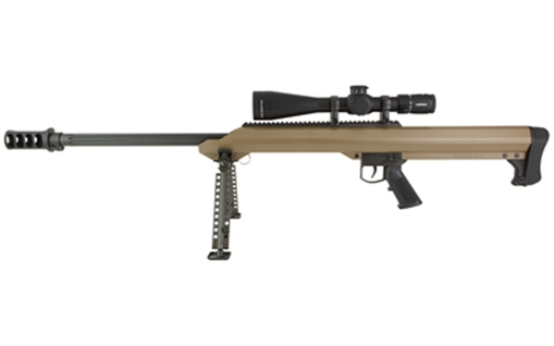 Barrett Model 99, Single Shot, 50 BMG, 29" Fluted Barrel, QDL Muzzle Brake, Cerakote Finish, Flat Dark Earth, Includes Bi-Pod and Leupold MARK 4HD 8-32x56 19946