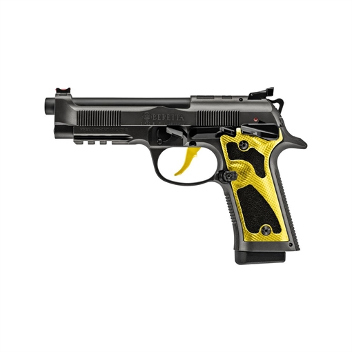 Beretta 92XI Performance Carry Optic, Solar Flare, Double/Single Action, Semi-automatic, Full Size, 9MM, 4.9" Barrel, Tinitec Finish, Gray, Optics Ready, Manual Safety, Fiber Optic Front Sight, Yellow Aluminum Grips, 18 Rounds, 2 Magazines J92XPCOYE18