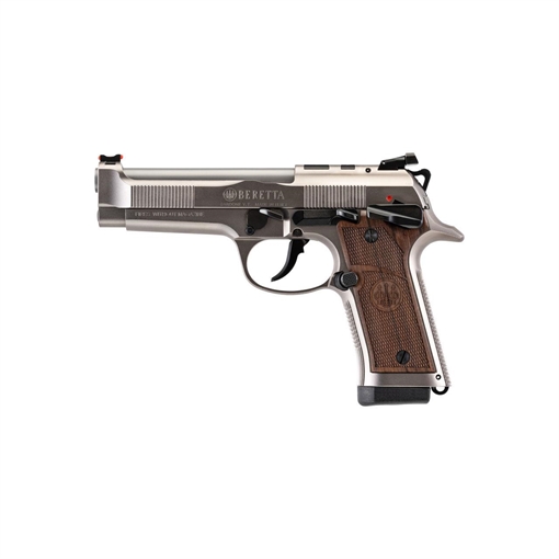 Beretta 92X Performance Defensive, Single/Double Action, Semi-automatic, Full Size, 9MM, 4.6" Barrel, Nickel/Stainless Finish, Silver, Optics Ready, Manual Safety, Fiber Optic Front Sight, Walnut Grips, 10 Rounds, 2 Magazines SPEC0746A10