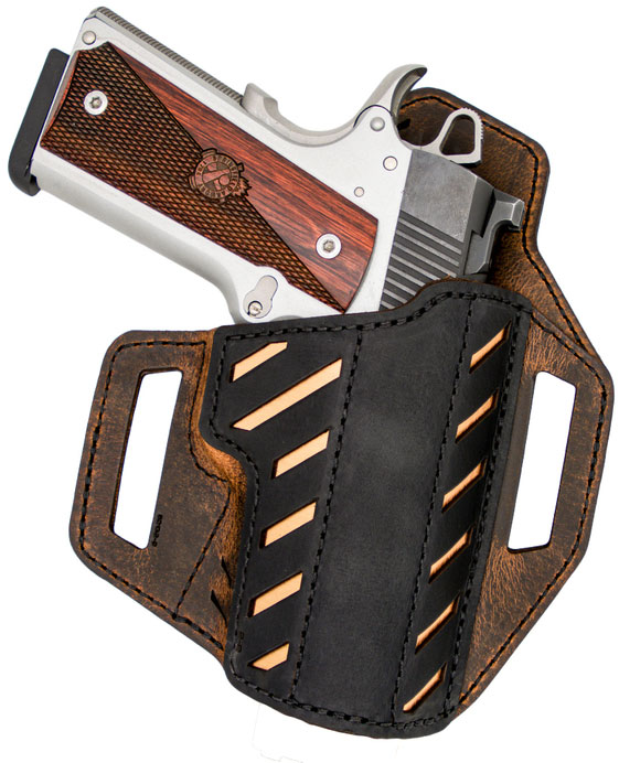 Versacarry Decree OWB Right Hand Holster, Size 2, Embedded Copper Spine, Brown Leather (821322)