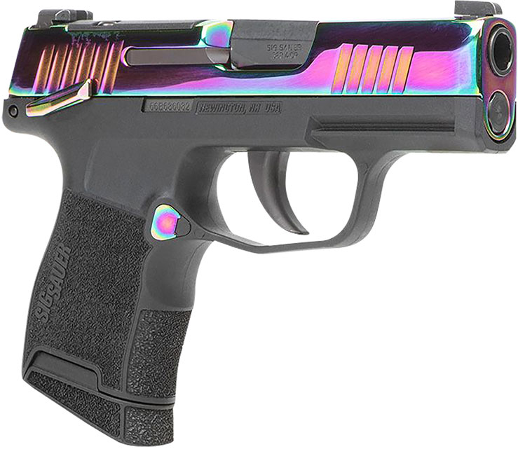Sig Sauer P365 Pistol 365380RBTMS, 380 ACP, 3.1", Manual Safety, Black Polymer Grip, Rainbow Titanium Finish, 10 Rd
