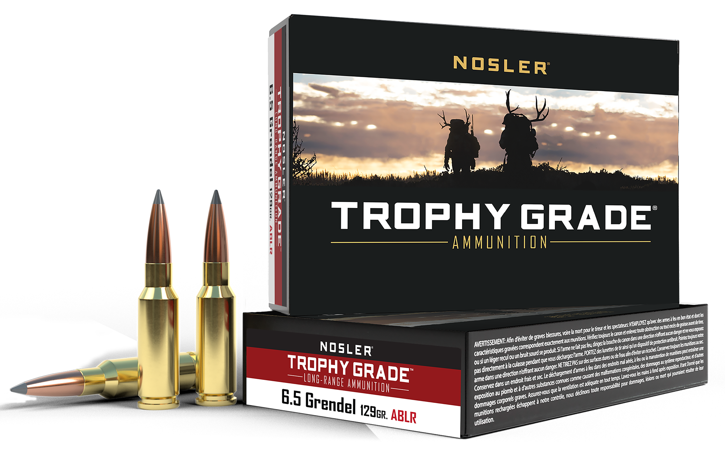 Nosler Trophy Grade Long Range Rifle Ammunition 60146, 6.5 Grendel, AccuBond, 129 gr, 2350 fps, 20 Rd/Bx