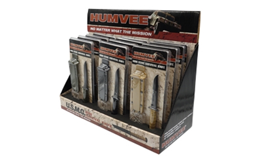 Caliber Gourmet Humvee Neck Knife Display, 12 Piece, Black/Khaki/Green HMV-DB-USMC