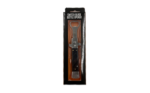 Caliber Gourmet Switchblade Style Bottle Opener, Black and Silver CBG-BF-1024