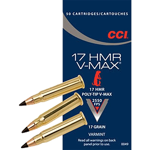 CCI CCI Varmint Rimfire Ammo 17 HMR 17 gr. V-Max Polymer Tip 50 rd. 0049