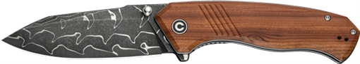 CIVIVI KNIFE PLACOID 3.67" WOOD/DIMASCUS BLADE LINER LOCK C23079DS1