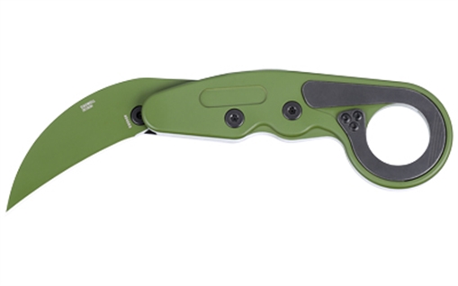Columbia River Knife & Tool Provoke, Folding Knife, 2.41" Hawkbill Blade, D2 Blade Steel, 7.25" Overall Length, Cerakote Finish, Green, Black Aluminum Handle, Liner Lock 4040BG