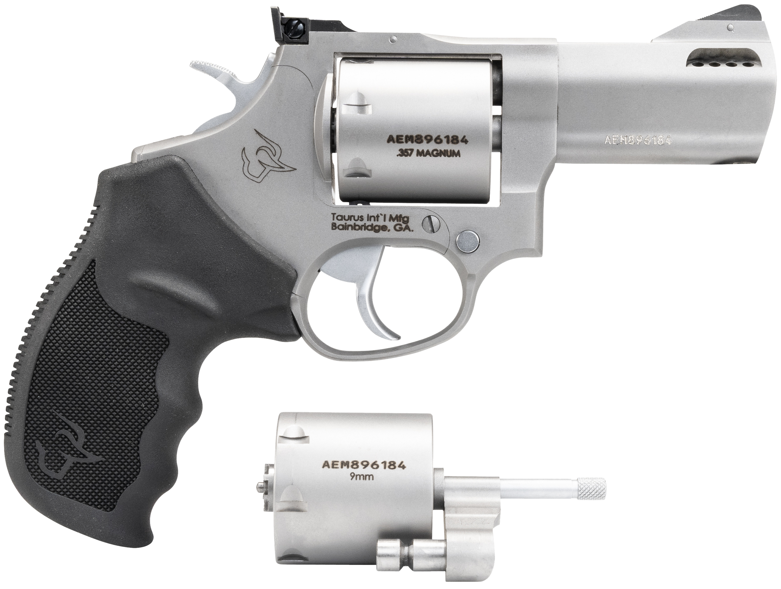 Taurus 692 Revolver 2692039, 38 Special +P/357 Mag/9mm Luger, 3", Black Ribber Grip, Matte Stainless Finish, 7 Rd