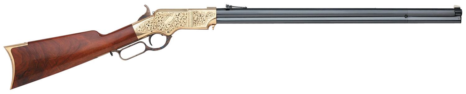 Taylors 1860 Henry Brass Engraved Lever Action Rifle 550295, 45 Colt (LC), 24.25", Blued Finish, 13 Rds