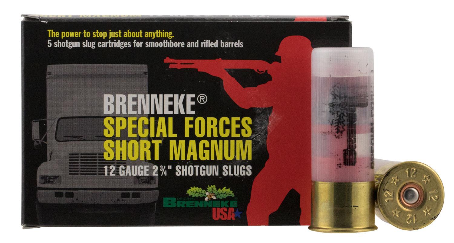 Brenneke Special Forces Short Magnum Shotshells SL122SFM, 12 Gauge, 2-3/4", 1 1/4 oz, Lead Slug, 5 Rds/bx