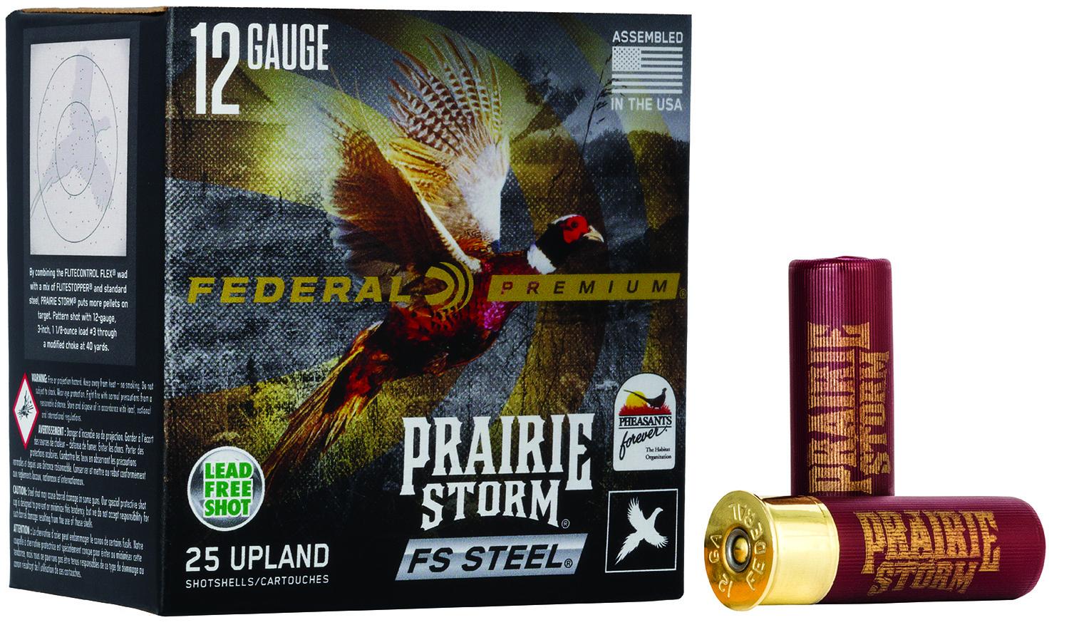 Federal Premium Prairie Storm Shotshells PFSX147FS3, 12 Gauge, 2-3/4", 1 1/8 oz, #3 Steel Shot, 25 Rds/bx