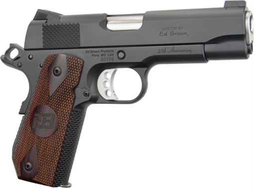 Ed Brown Kobra Carry 25th Anniversary, Semi-automatic, 1911, Commander Size, Bobtail Frame, 45 ACP, 4.25" Barrel, Cocobolo Grips, Thumb Safety, Front Night Sight, Matte Finish, Black, 7 Rounds, 2 Magazines KC-G4-25 KCG425