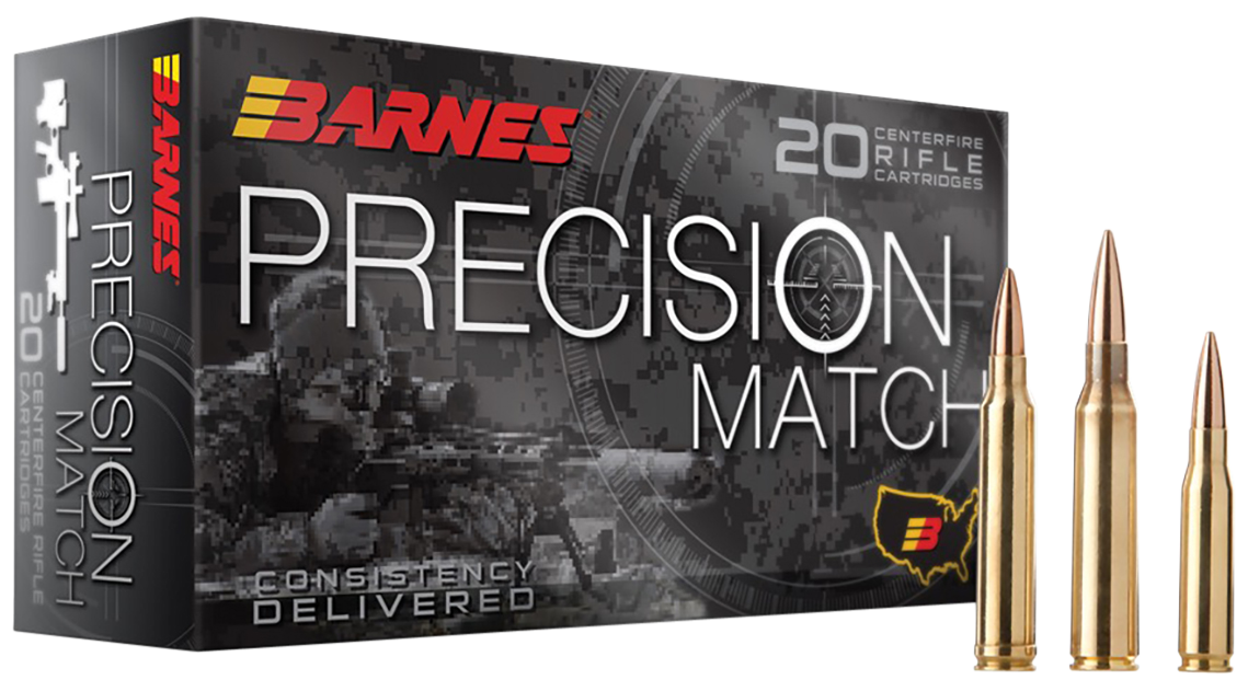 Barnes Bullets Precision Match Rifle Ammunition 30819, 6.5 PRC, Open Tip Match Boat Tail, 145 gr, 20 Rd/Bx