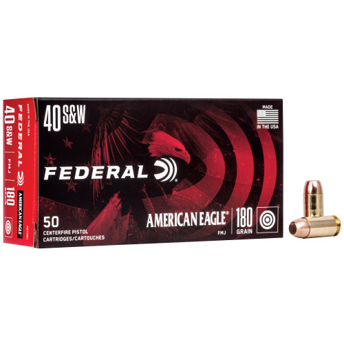 Federal 40 Smith & Wesson, 180gr, Full Metal Jacket, 50rd Box