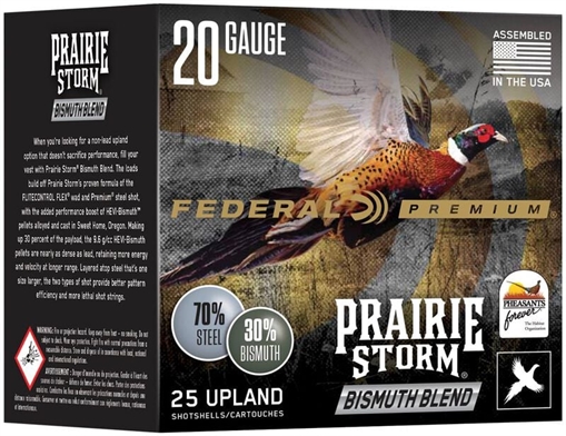 Federal Prairie Storm Bismuth Blend Shotshells 20ga 3" 1oz 1400 fps #3&4 25/ct PFBX207 34 PFBX20734