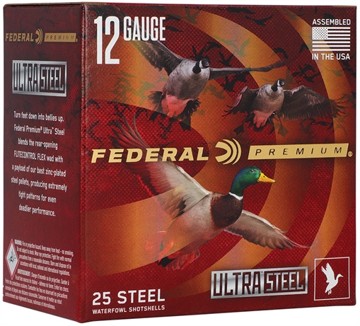 FEDERAL 12GA 3 1/2" 1 1/2OZ 2 & 4 1500 FPS "ULTRASTEEL" 25 RD/BX 10 BX/CS PWUX13424