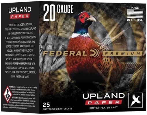 Federal Premium Upland Paper Shotshells 20ga 2-3/4" 1oz 1250 fps #4 25/ct PUP204 4 PUP2044