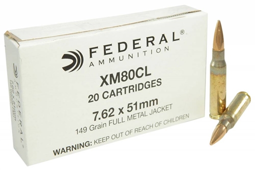 Federal American Eagle XM 7.62x51mm NATO 149 gr Full Metal Jacket (FMJ) 20 Bx/ 25 Cs XM80CL