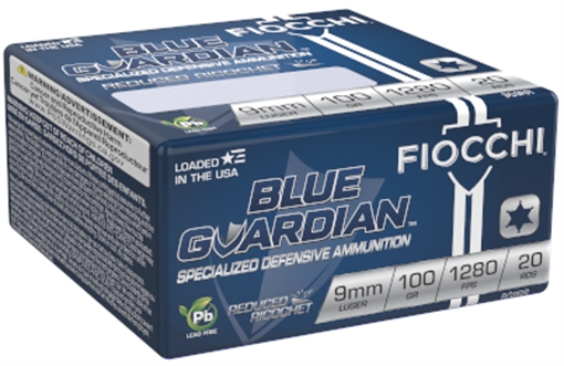FIOCCHI BLUE GUARDIAN PISTOL AMO 9MM 100GR RRHP 20RD ( 20 BOXES PER CASE ) 762344712765