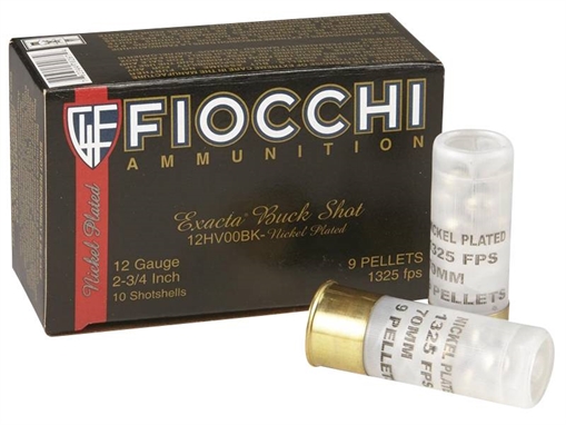 FIOCCHI BUCKSHOT AMO 12GA 2.75 IN 00BK 9 PEL HV 25-RD (10 BOX CASE) 12MW00BK