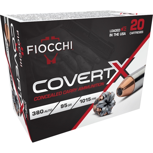 FIOCCHI COVERT X PISTOL AMO 380 AUTO 95 JHP 20 RD BOX ( 10 BOXES PER CASE ) 380CCWA