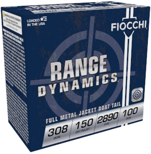 FIOCCHI RANGE DYNAMICS AMO 308 WIN 150GR FMJBT 100-RD ( 4 BOXES TO CASE ) 308ARD