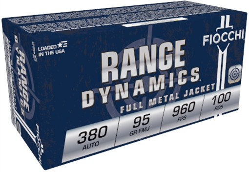 FIOCCHI RANGE DYNAMICS AMO 380 AUTO 95GR FMJ 100-RD ( 10 BOXES PER CASE ) 380ARD10