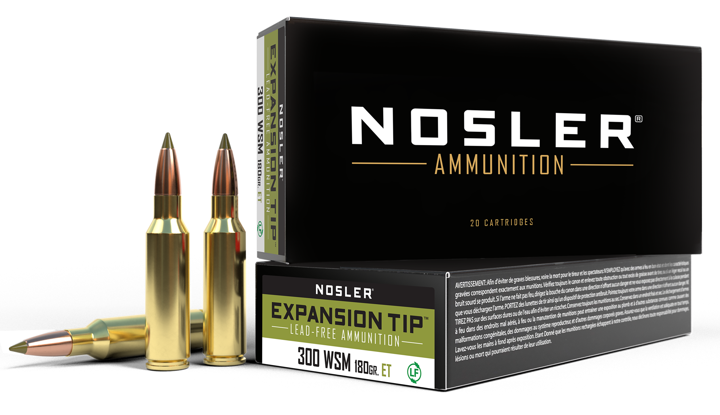 Nosler Trophy Grade Rifle Ammunition 40152, 300 WSM, E-Tip, 180 gr, 3000 fps, 20 Rd/Bx