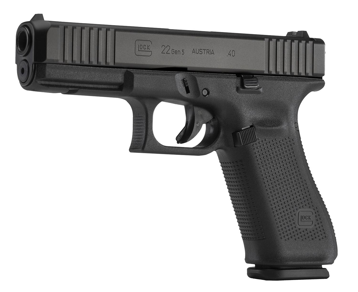 Glock G22 Gen5 Pistol PA225S201, 40 S&W, 4.49", Picatinny Rail, Modular Backstrap, Black nDLC Finish, 10 Rds