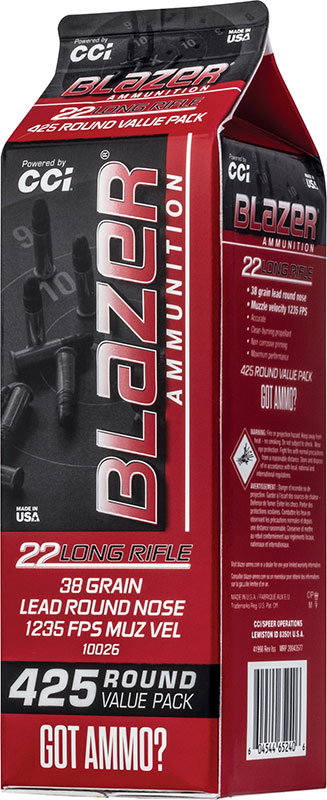 CCI Rimfire Ammunition 10026, 22 LR, Lead Round Nose, 38 gr, 1235 fps, 425 Rds/Bx
